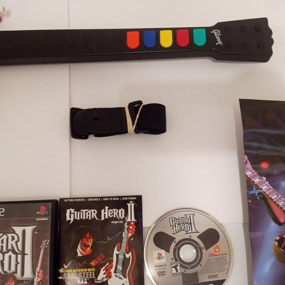 Ps2 Playstation 2 II Guitar Hero Controller Bundle 4 Games, Strap and Poster - Picture 10 of 15
